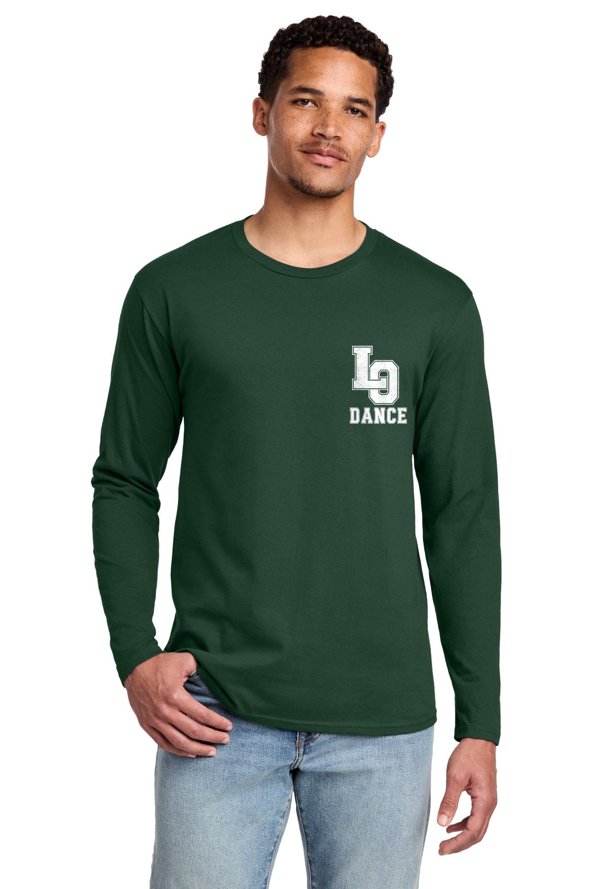 LO Dance Dance Dad Long Sleeve Tee - LO Dance (left chest) - ForestGrn