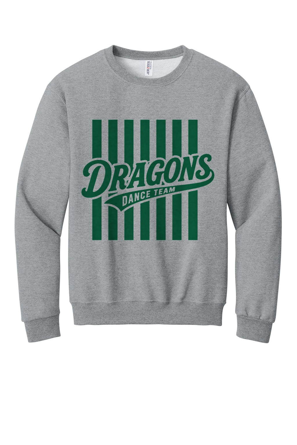 LO Dance Dance Mom Crewneck Sweatshirt - Dragons Dance Team stripes (full front) - AthlHthr