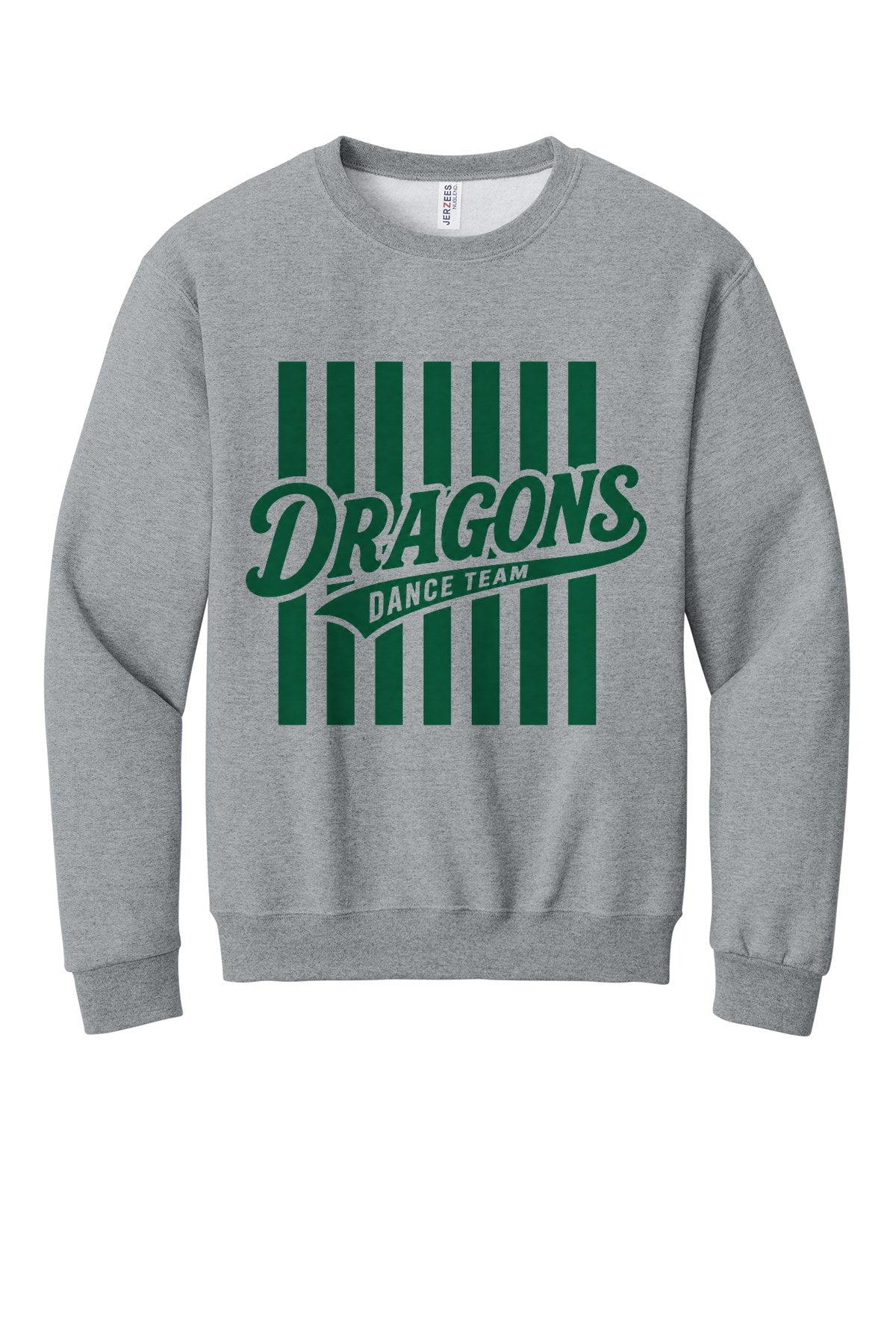 LO Dance Dance Mom Crewneck Sweatshirt - Dragons Dance Team stripes (full front) - AthlHthr