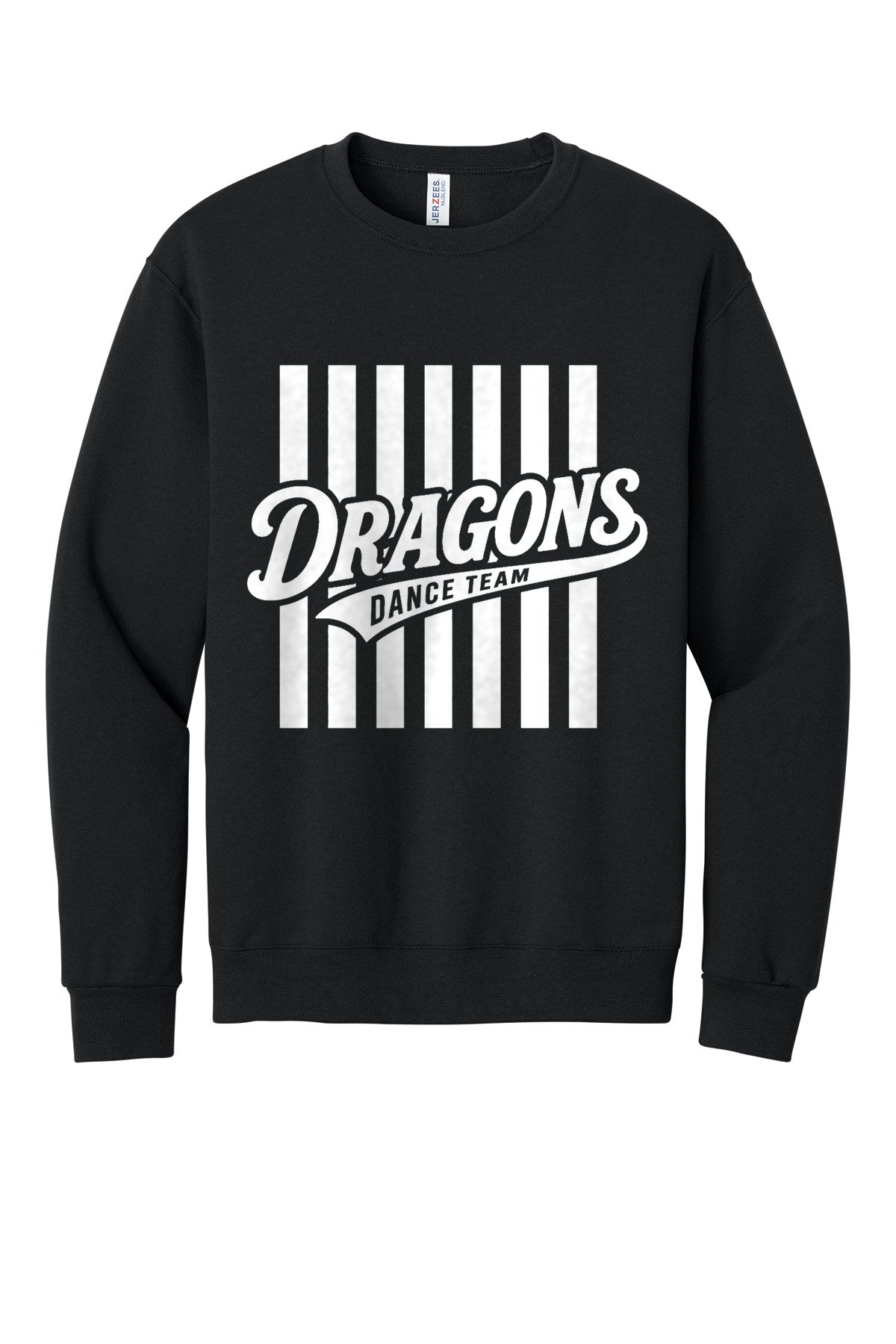 LO Dance Dance Mom Crewneck Sweatshirt - Dragons Dance Team stripes (full front) - Black