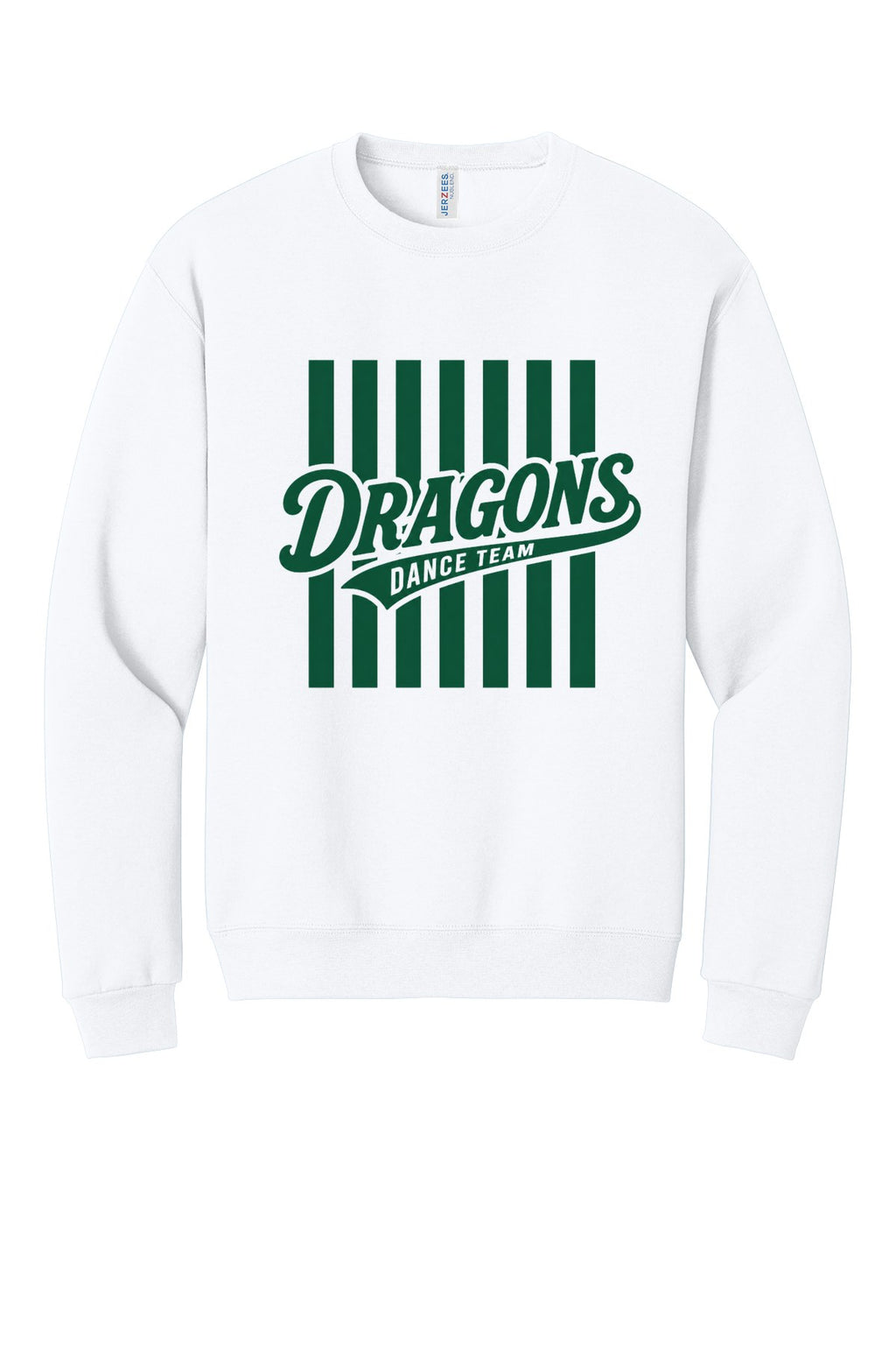 LO Dance Dance Mom Crewneck Sweatshirt - Dragons Dance Team stripes (full front) - White