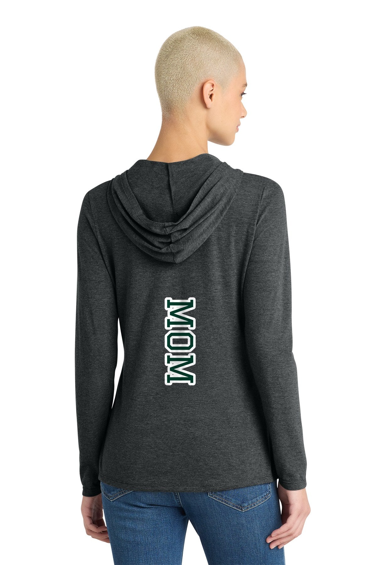 LO Dance Dance Mom Women's Perfect-Tri Hooded Long Sleeve - MOM down the back (optional) - BlackFrost