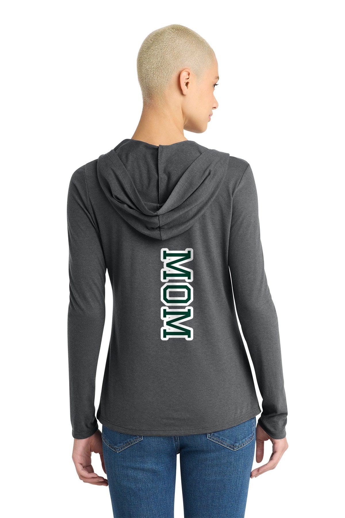 LO Dance Dance Mom Women's Perfect-Tri Hooded Long Sleeve - MOM down the back (optional) - Charcoal