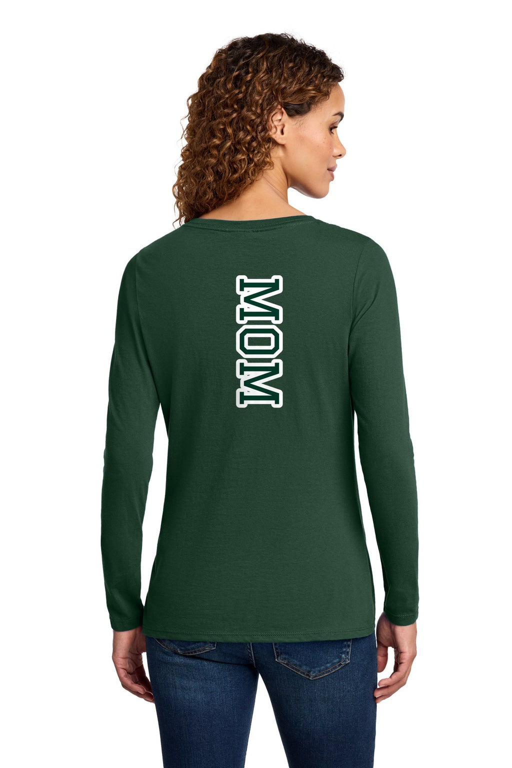 LO Dance Dance Mom Ladies Long Sleeve V-Neck - MOM down the back (optional) - ForestGrn