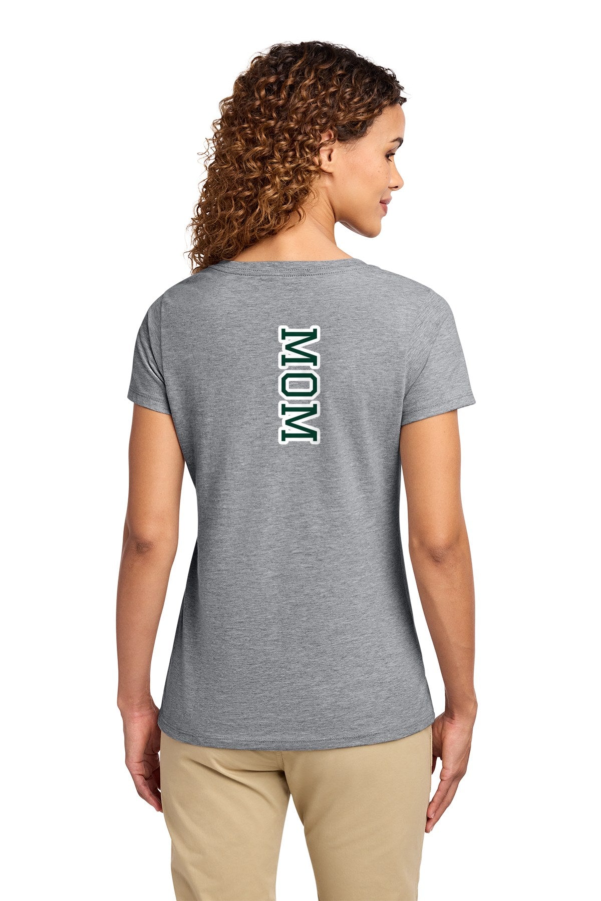 LO Dance Dance Mom Ladies V-Neck Tee - MOM down the back (optional) - AthlHthr