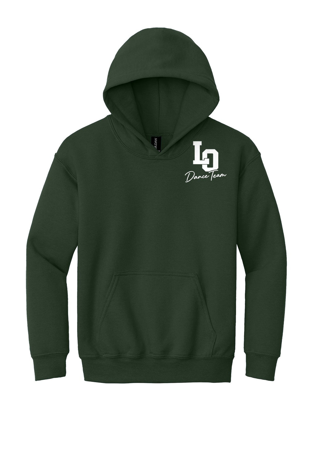 LO Dance Support Crew Youth Hoodie - LO Dance Team (left chest) - ForestGrn