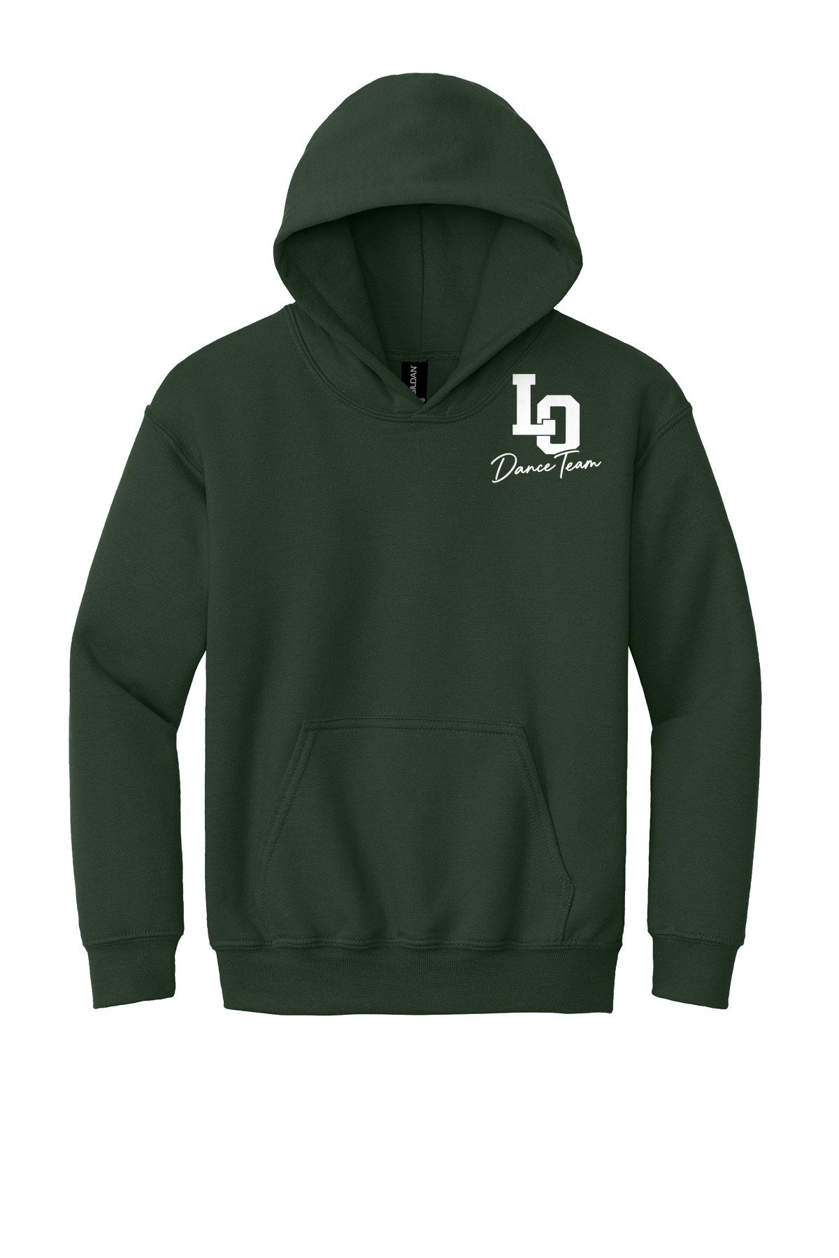 LO Dance Support Crew Youth Hoodie - LO Dance Team (left chest) - ForestGrn
