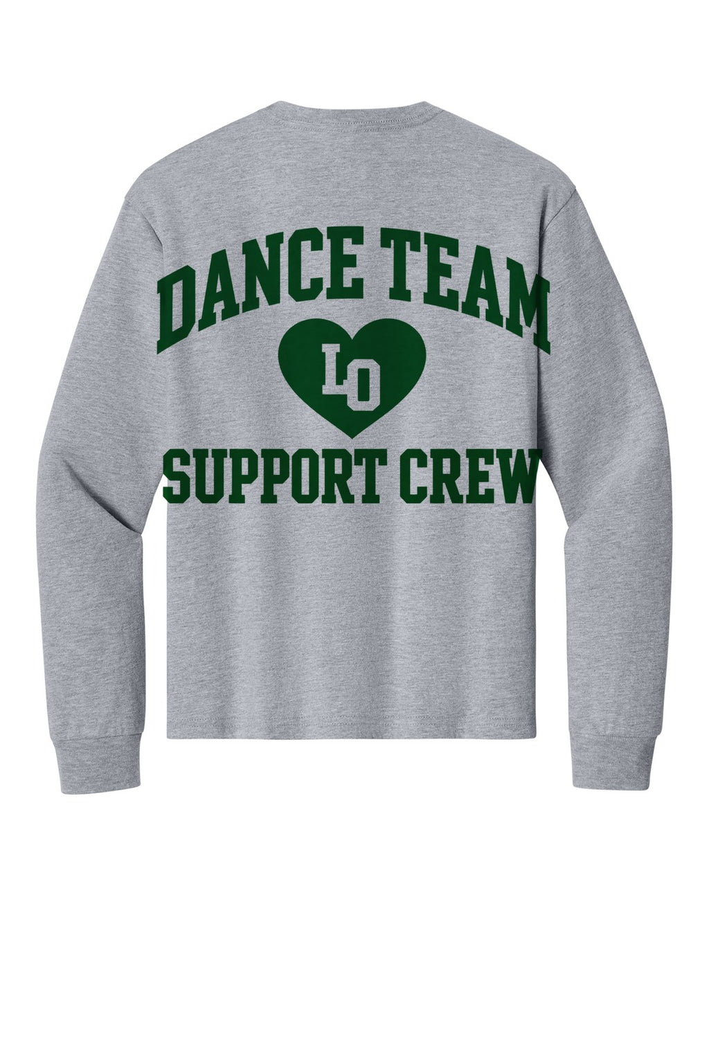 LO Dance Support Crew Youth Long Sleeve Tee - Dance Team Support Crew (full back) - AthlHthr