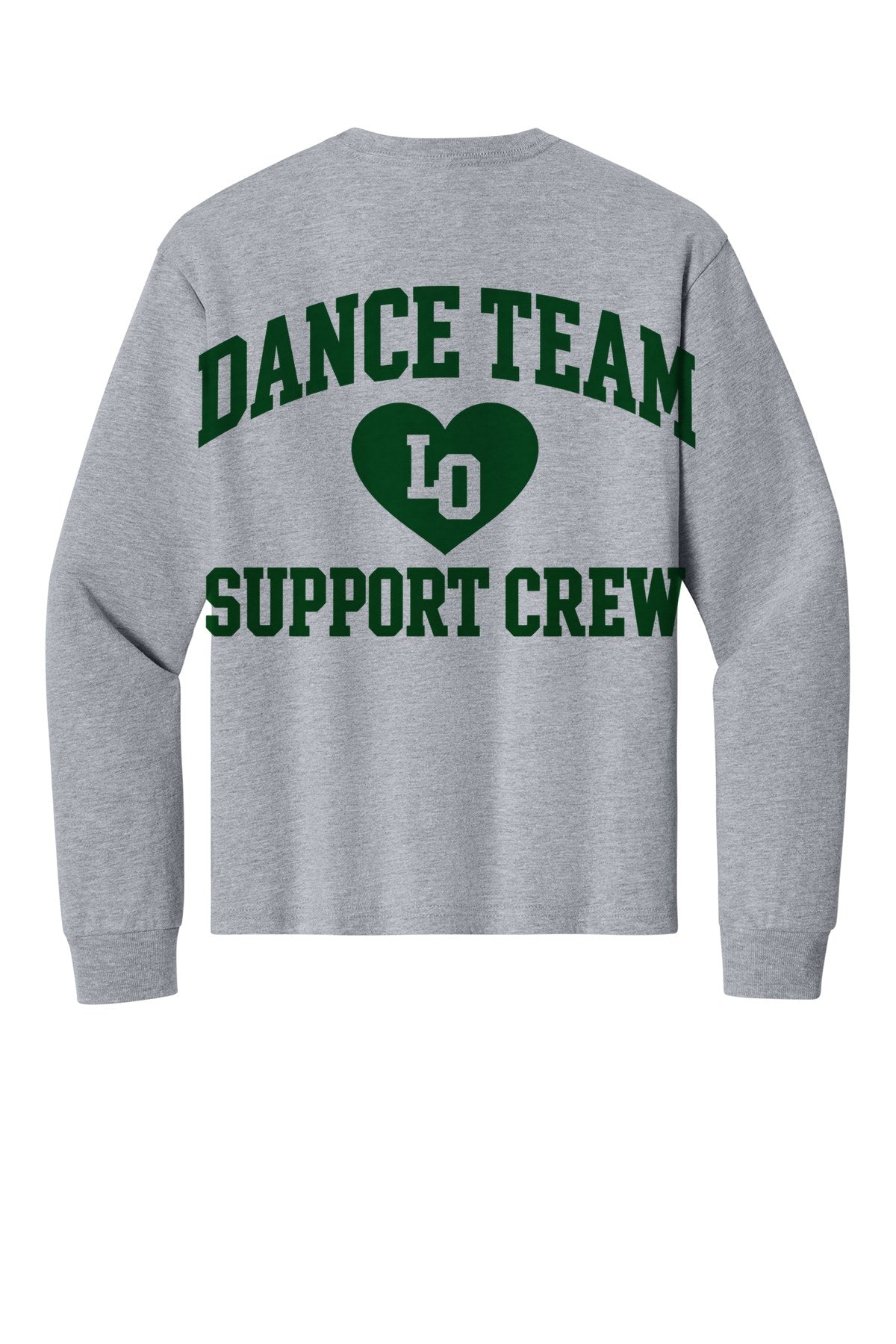 LO Dance Support Crew Youth Long Sleeve Tee - Dance Team Support Crew (full back) - AthlHthr