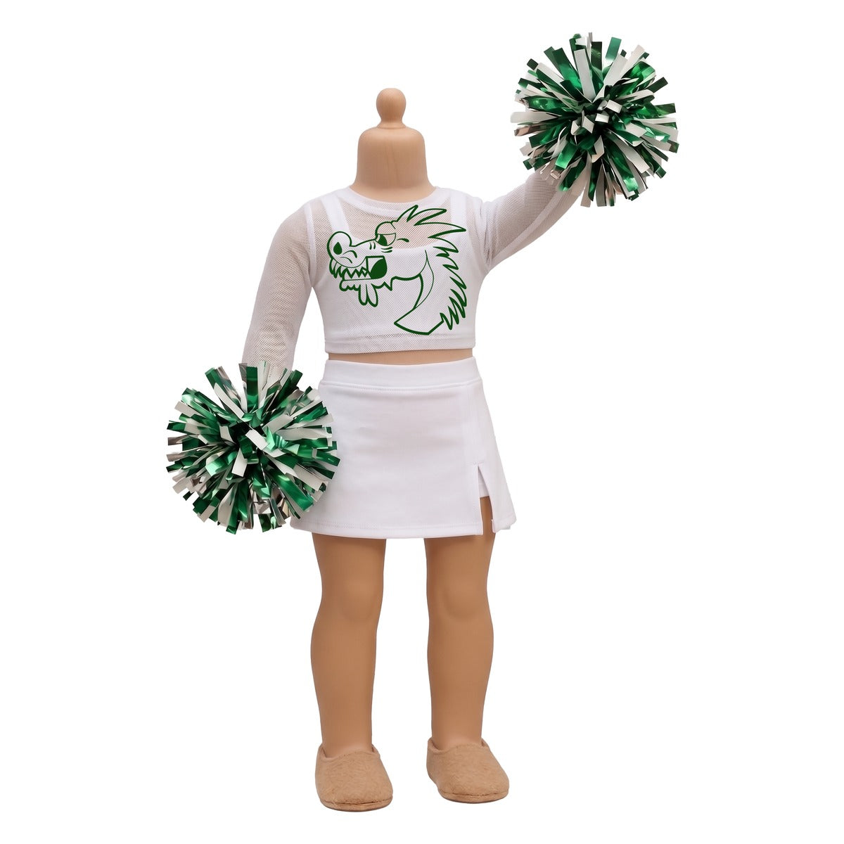 LO Dance 18 inch doll outfit - Dragon Crop Top & Skort (white)