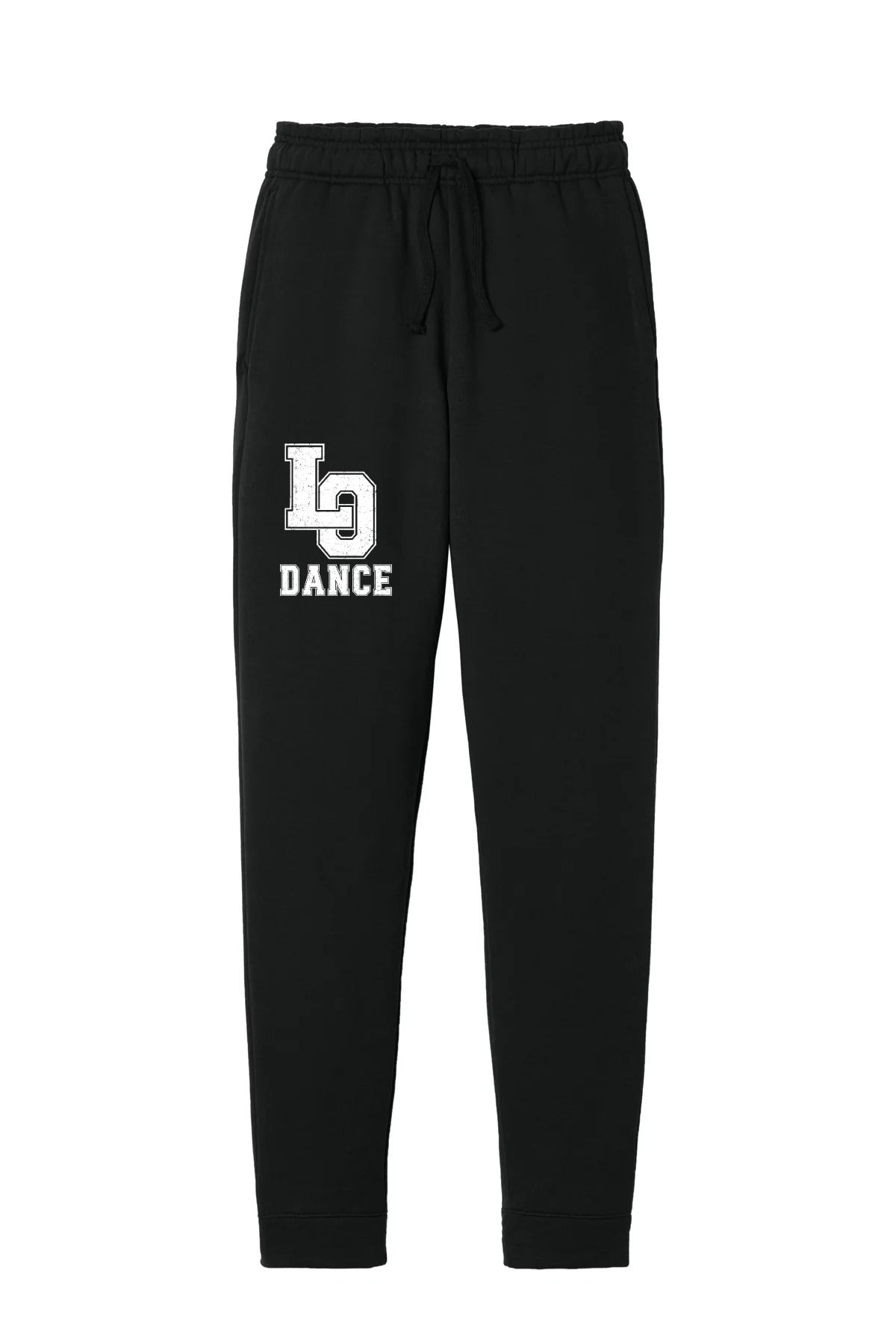 LO Dance Fleece Joggers Black with LO Dance on the left hip