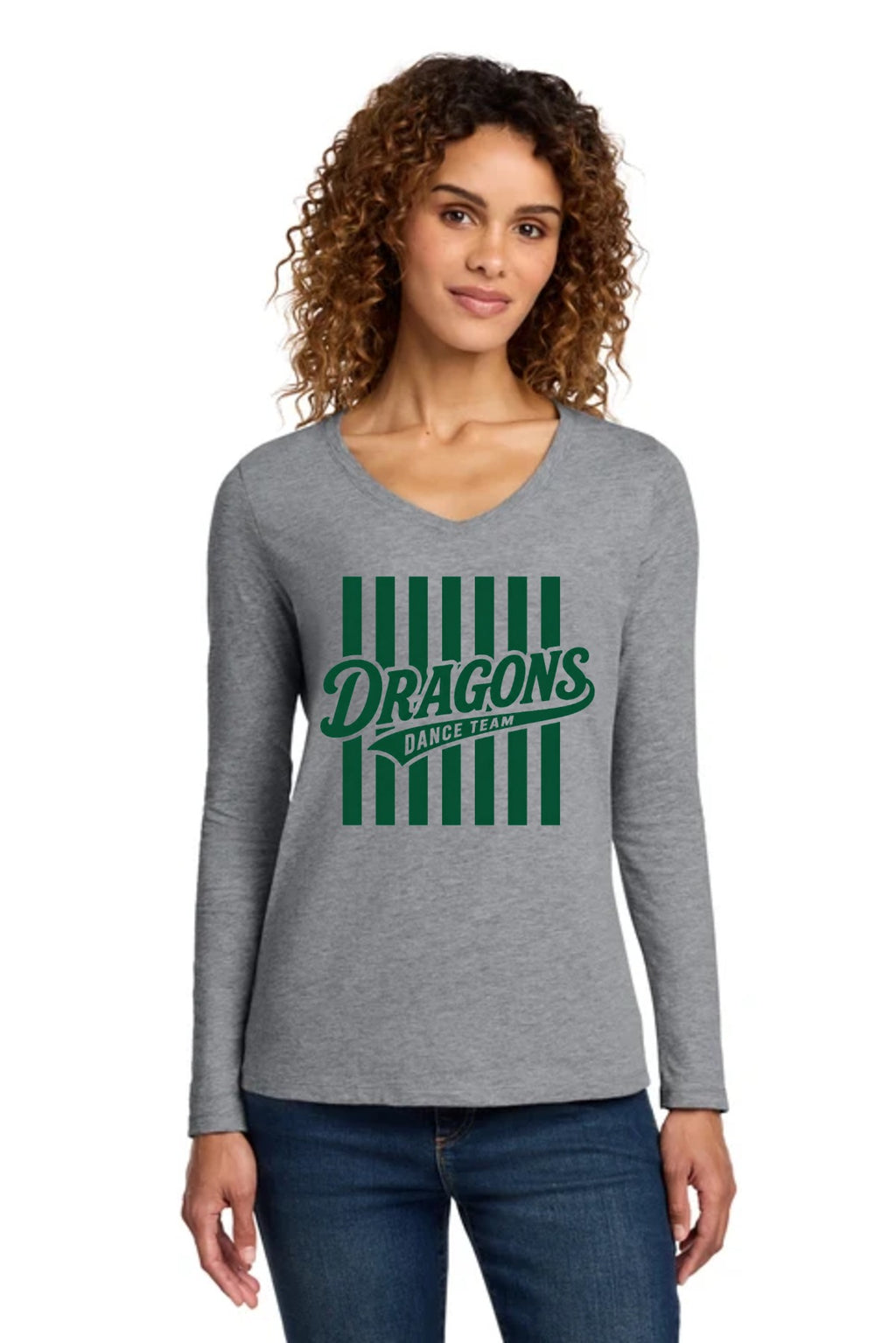 LO Dance Mom Ladies LS V-Neck Athletic Heather front