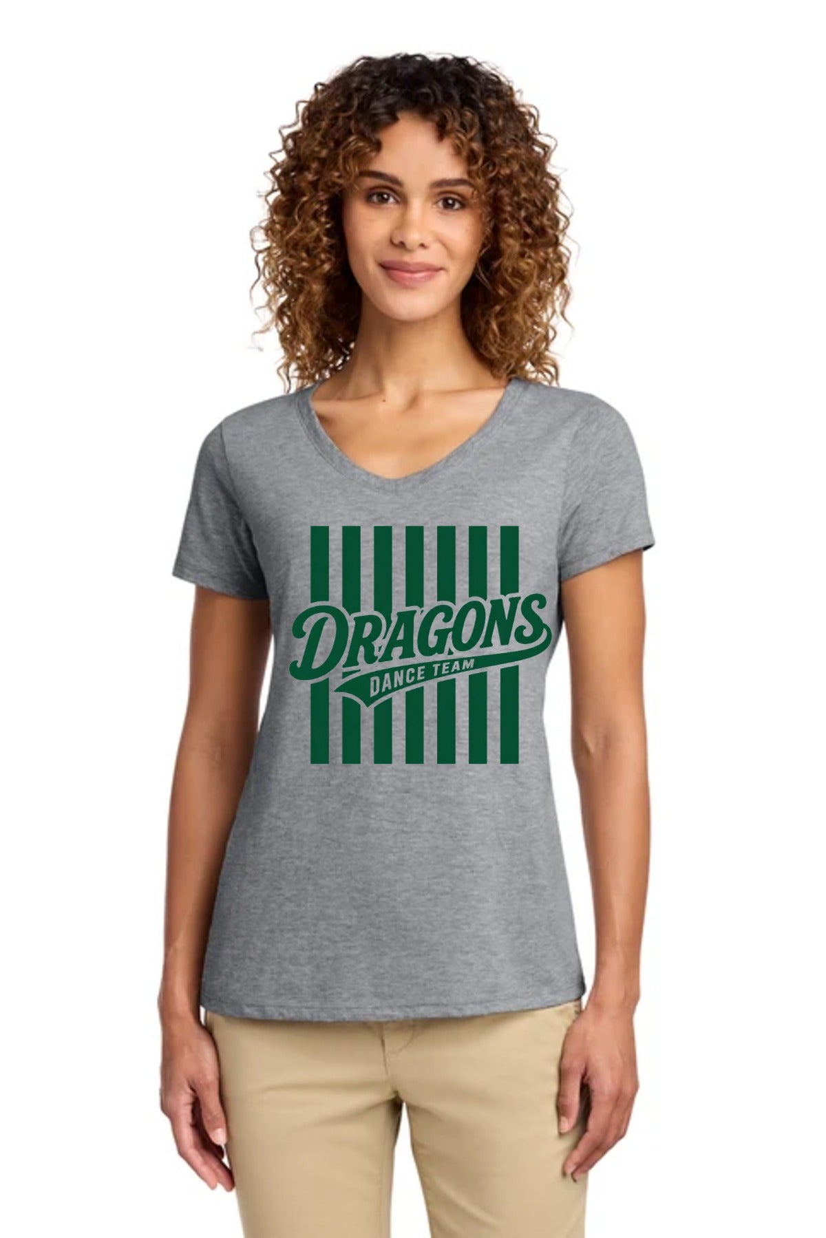 LO Dance Mom Ladies V-Neck Athletic Heather front