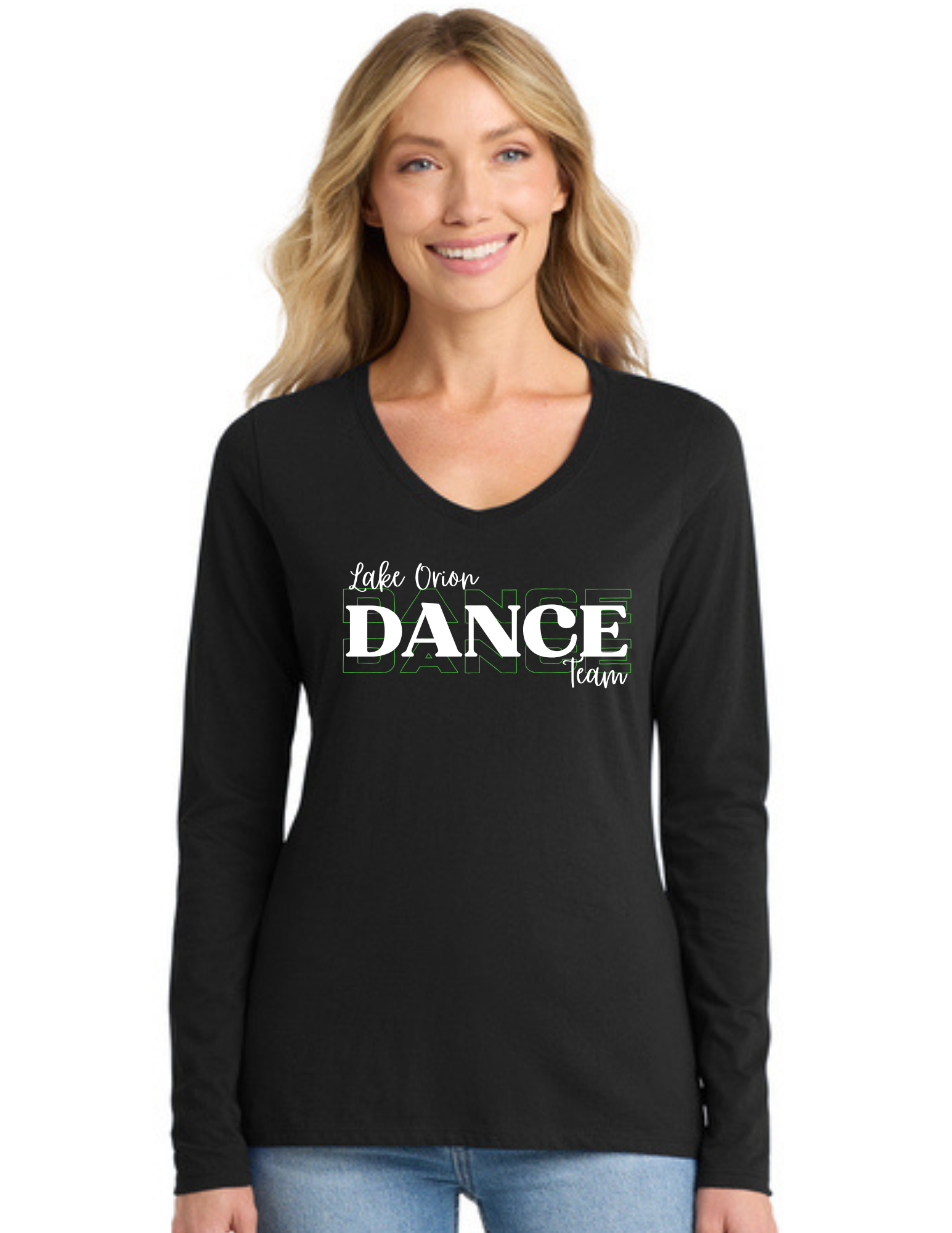 Shadowed Dance Team Ladies Long Sleeve Fan Favorite V-Neck T