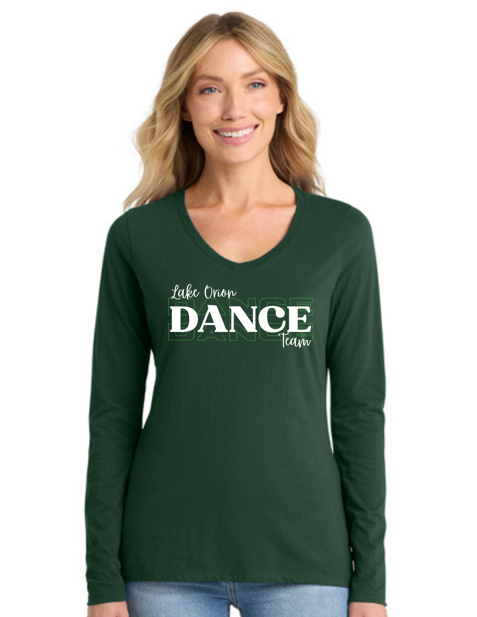 Shadowed Dance Team Ladies Long Sleeve Fan Favorite V-Neck T