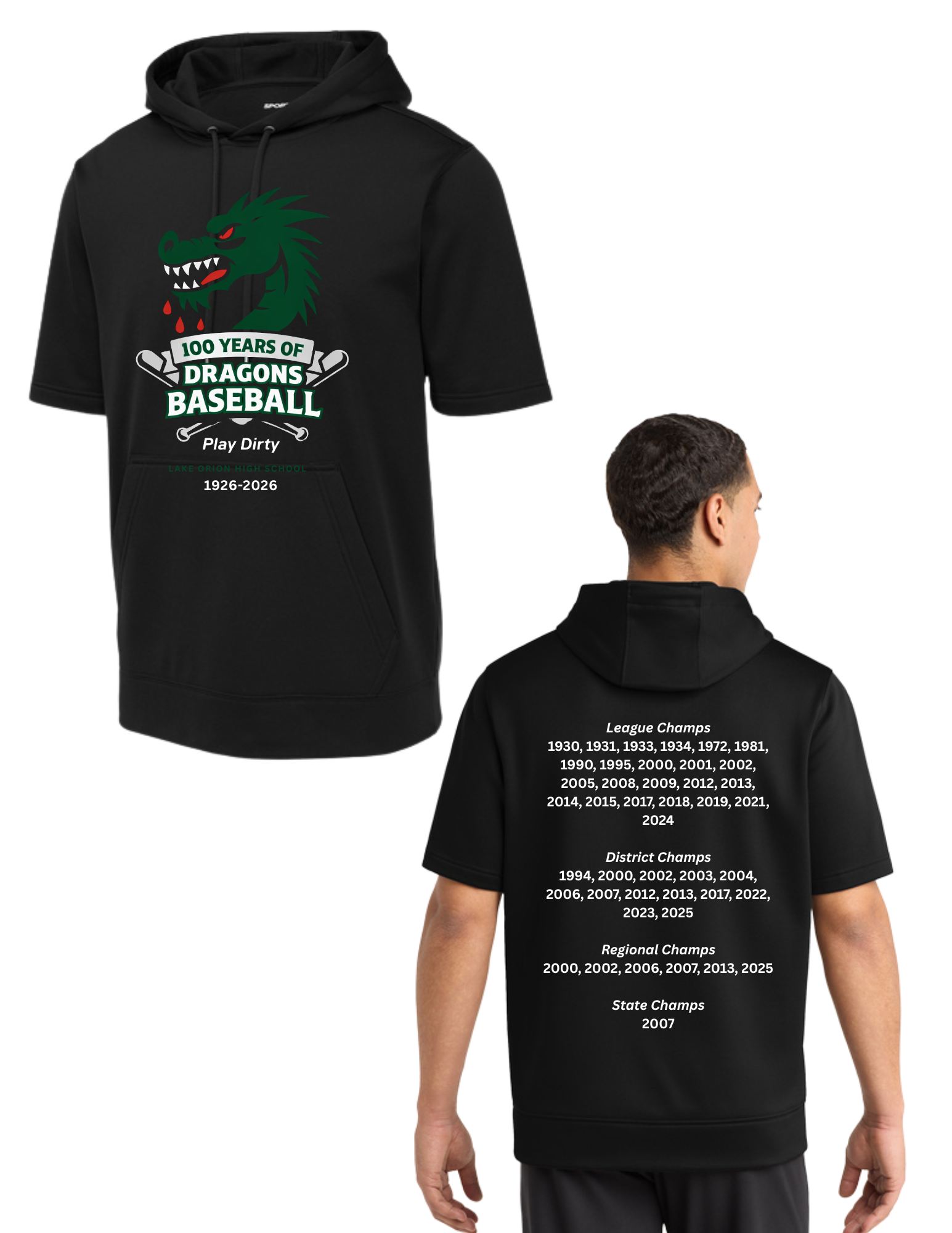 100 Years of Baseball Sport-Wick ® Fleece Short Sleeve Hooded Pullover