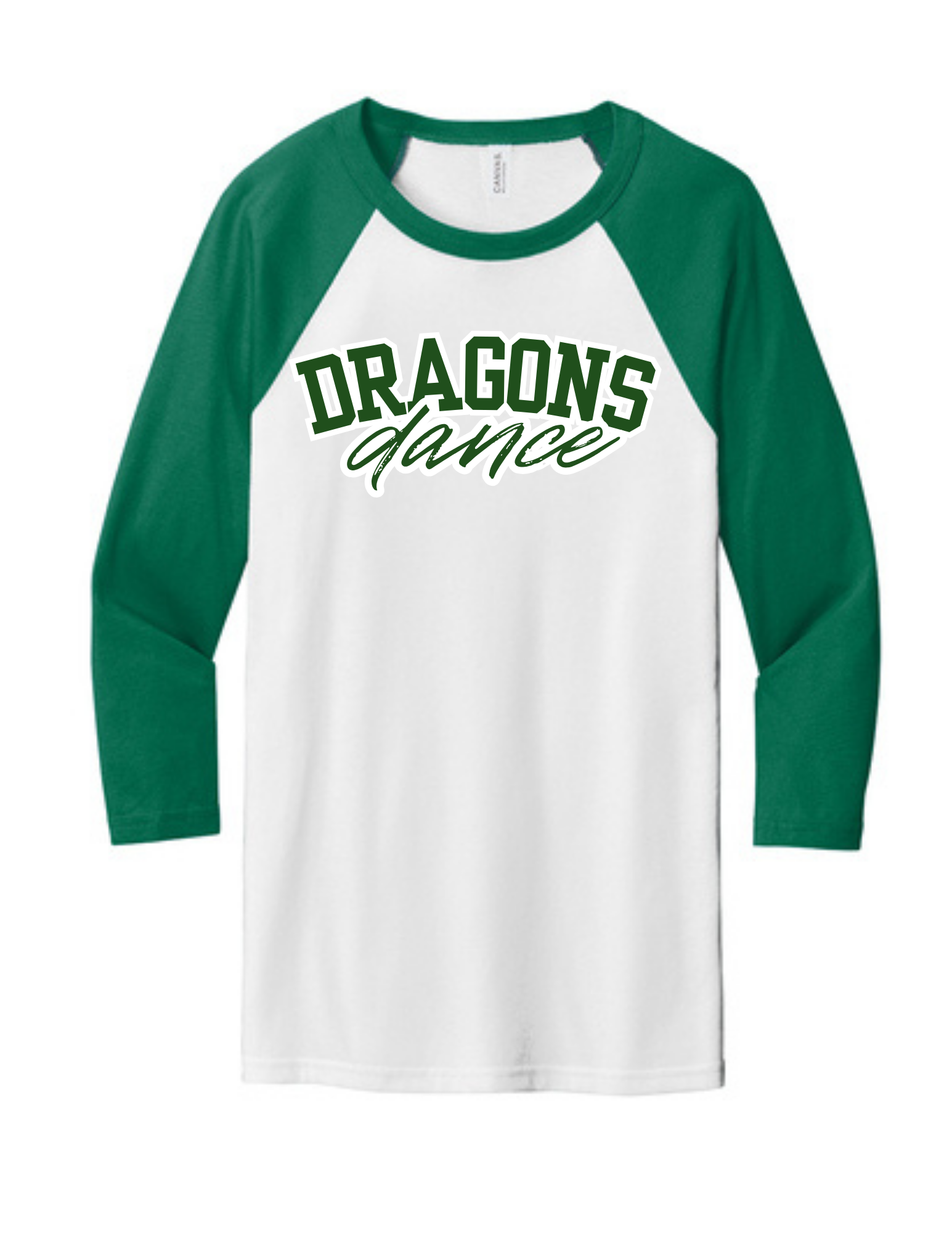 Dragons Dance BELLA+CANVAS ® Unisex 3/4-Sleeve Baseball Tee