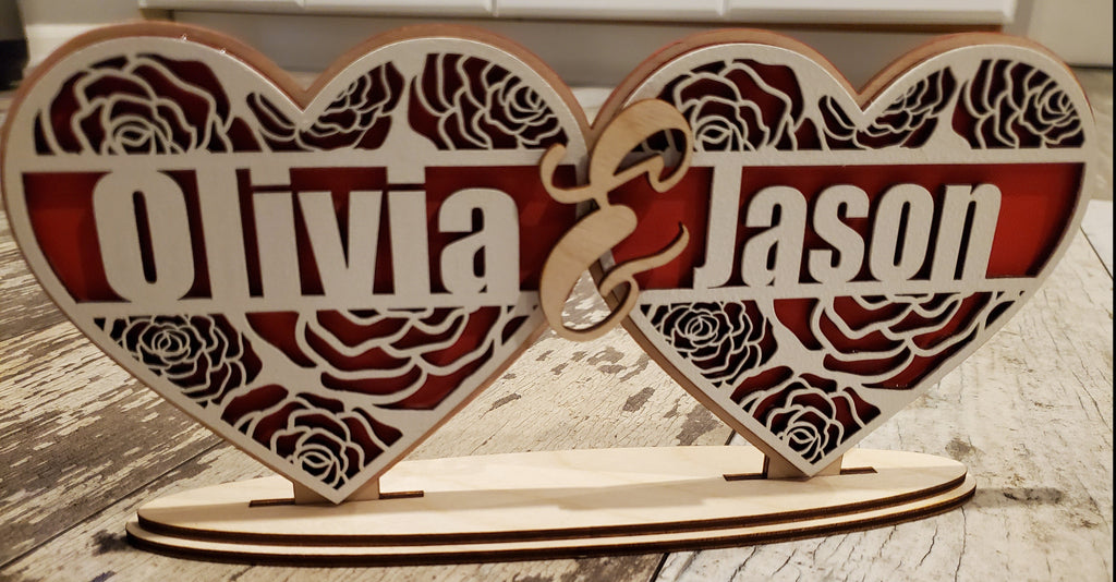 Personalized Valentines Double Heart