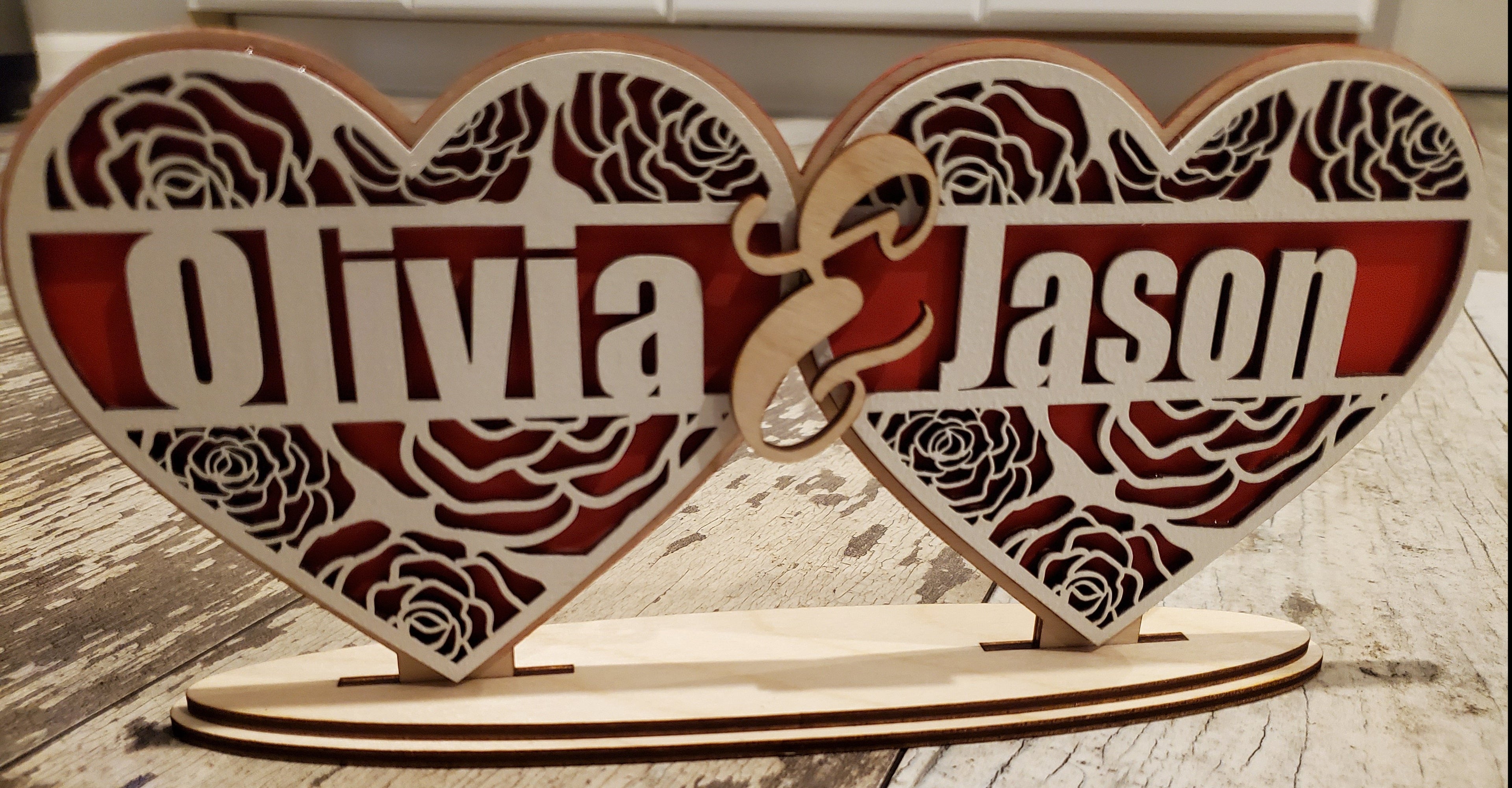 Personalized Valentines Double Heart