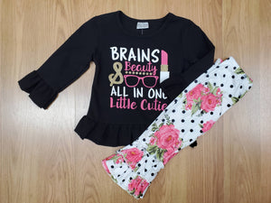 "Brains and Beauty" Shirt and Pant Set