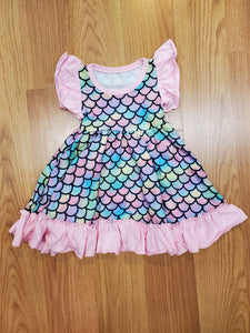 Pink and Rainbow Mermaid Scale Dress