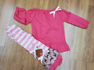 Girls Pink Reindeer Set