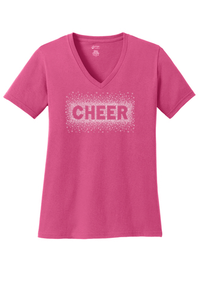 Ladies Core Cotton V-Neck Tee - Diamond Cheer