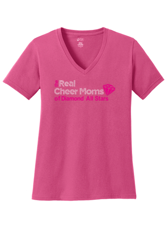 Ladies Core Cotton V-Neck Tee - Diamond Cheer