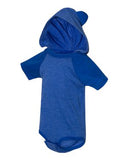 Infant Short Sleeve Raglan Bodysuit with Hood & Ears