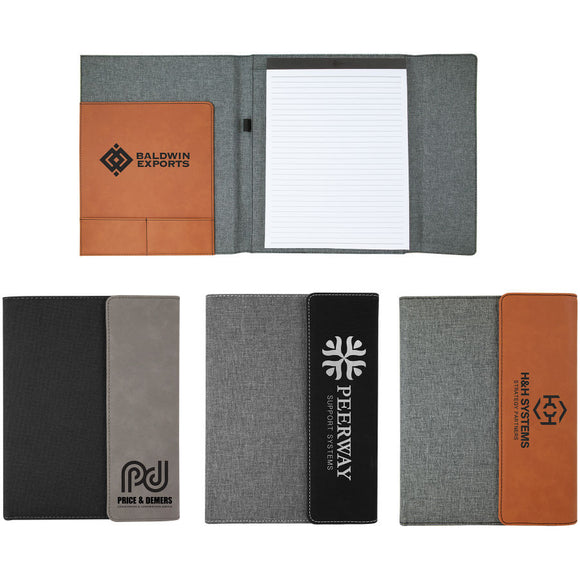 Laserable Leatherette/Canvas Portfolio with Notepad