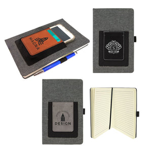 Laserable Leatherette Journal with Cell/Card Slot