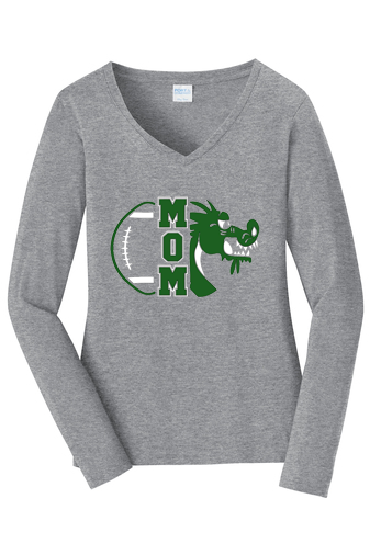 Ladies Long Sleeve Fan Favorite V-Neck Tee - Football Mom