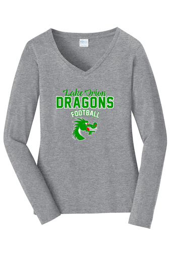 Ladies Long Sleeve Fan Favorite V-Neck Tee - LO Football