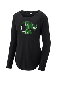 Ladies PosiCharge ® Long Sleeve Tri-Blend Wicking Scoop Neck Raglan Tee - Football Mom