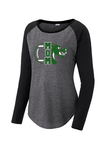 Ladies PosiCharge ® Long Sleeve Tri-Blend Wicking Scoop Neck Raglan Tee - Football Mom