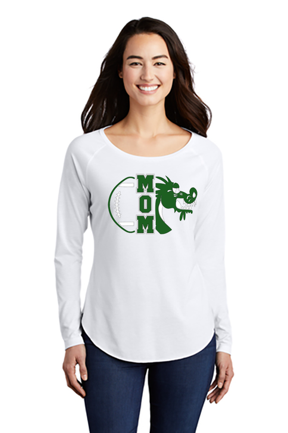 Ladies PosiCharge ® Long Sleeve Tri-Blend Wicking Scoop Neck Raglan Tee - Football Mom