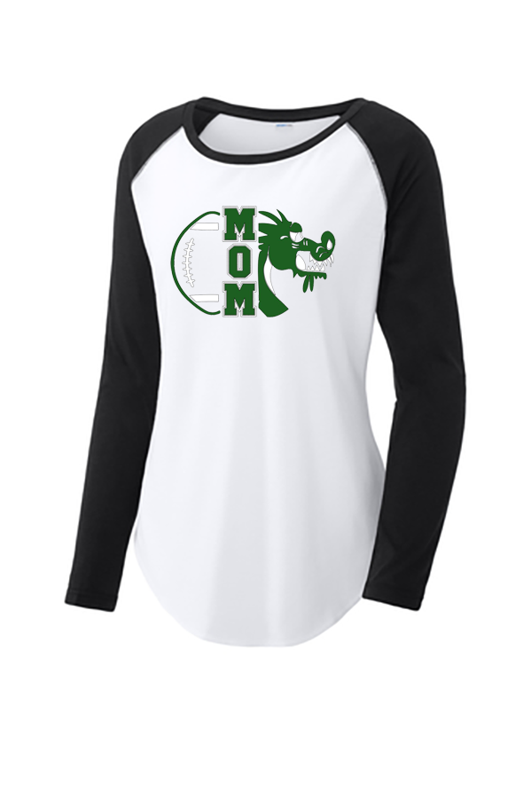 Ladies PosiCharge ® Long Sleeve Tri-Blend Wicking Scoop Neck Raglan Tee - Football Mom