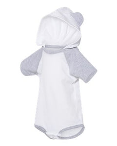 Infant Short Sleeve Raglan Bodysuit with Hood & Ears